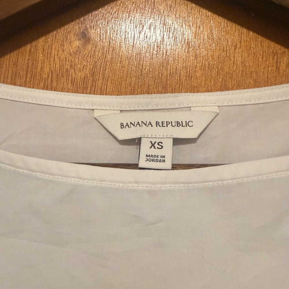 BANANA REPUBLIC COTTON POPLIN BOATNECK ASYMMETRICAL TOP - Picture 6 of 7